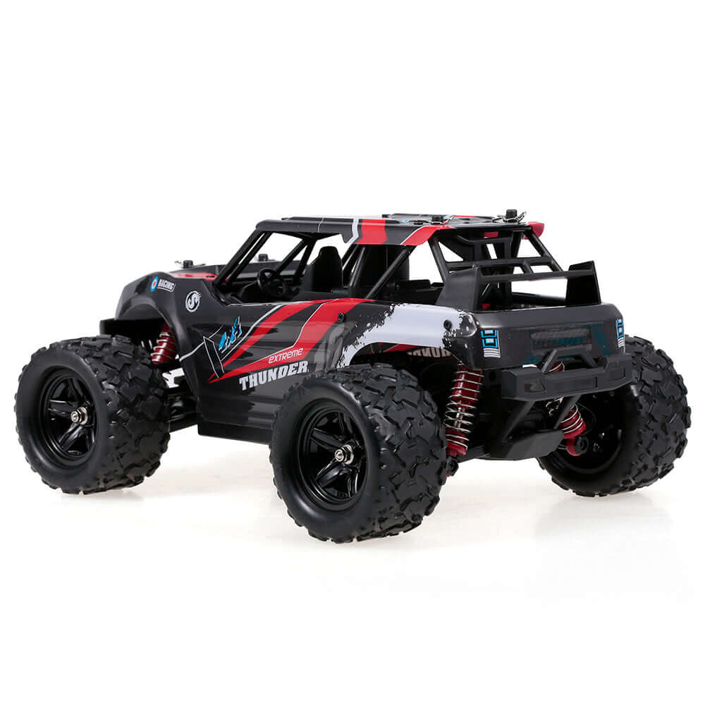 1:18 High-Speed RC Off-Road Vehicle with PVC Body showcasing powerful tires and robust design.