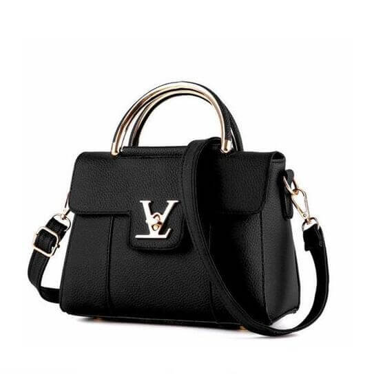 Shoulder Bag, Crossbody Bag, Tote Bag Collection in elegant black PU leather with gold accents.