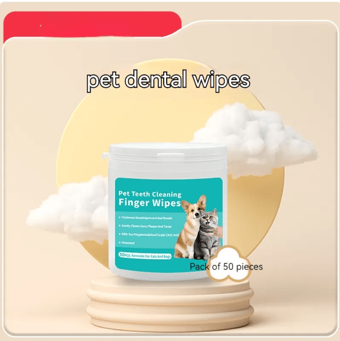 Pet Cleaning Gloves & Wipes for safe and hassle-free pet hygiene. Includes tooth wipes for easy cleaning.