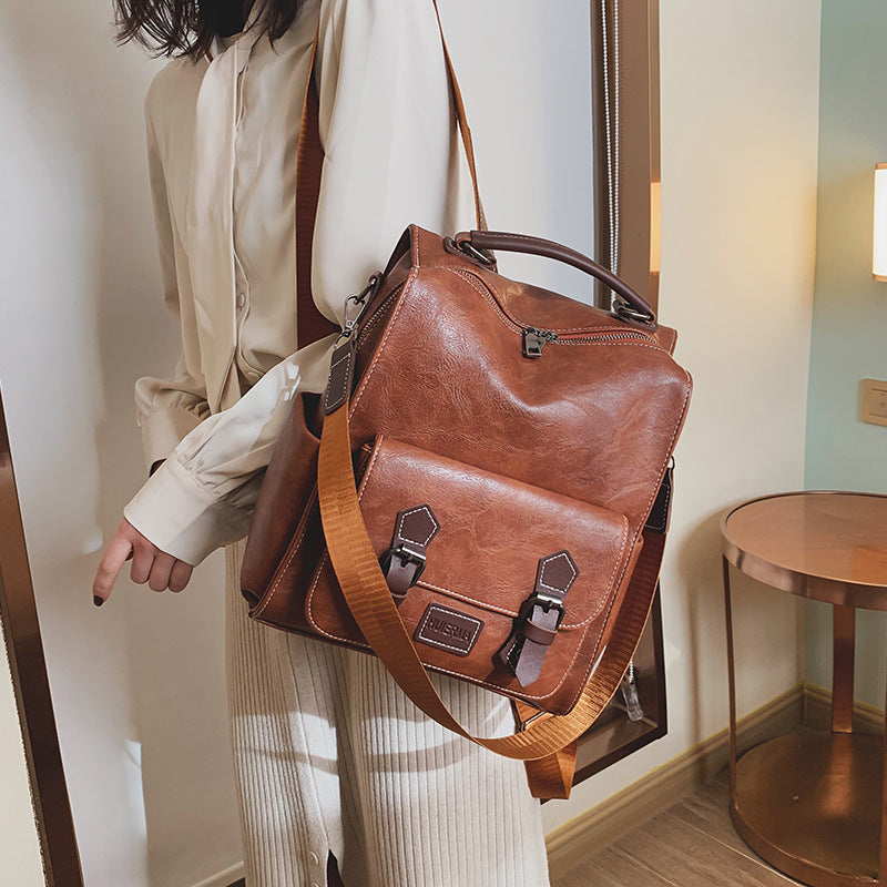 Trendy Vintage PU Leather Women's Backpack for Travel