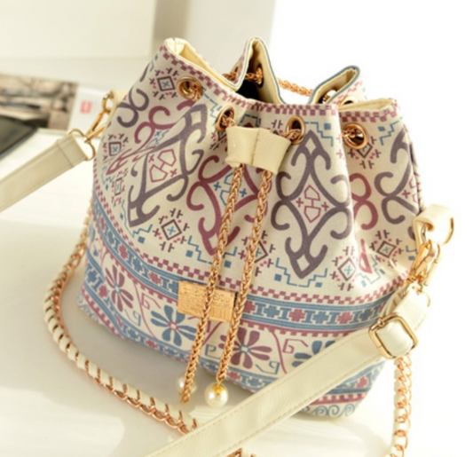 Canvas Tas, Etnische Stijl Kettingtas, Emmertas