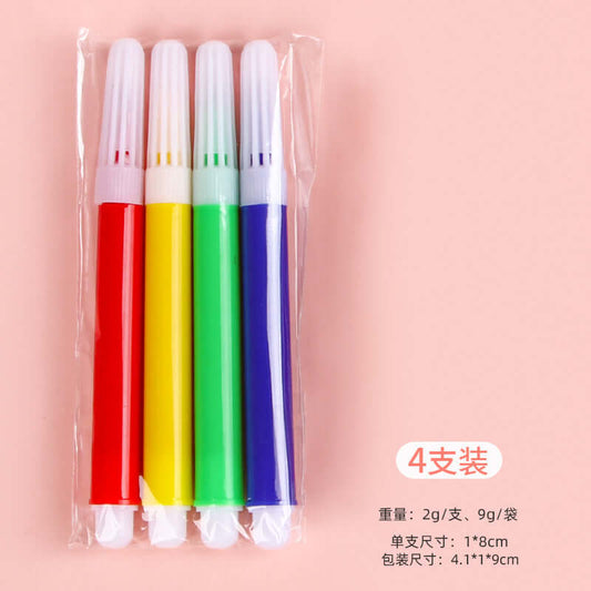 Creative Mini 6-Color Washable Art Markers for Kids in red, yellow, green, and purple set packaging