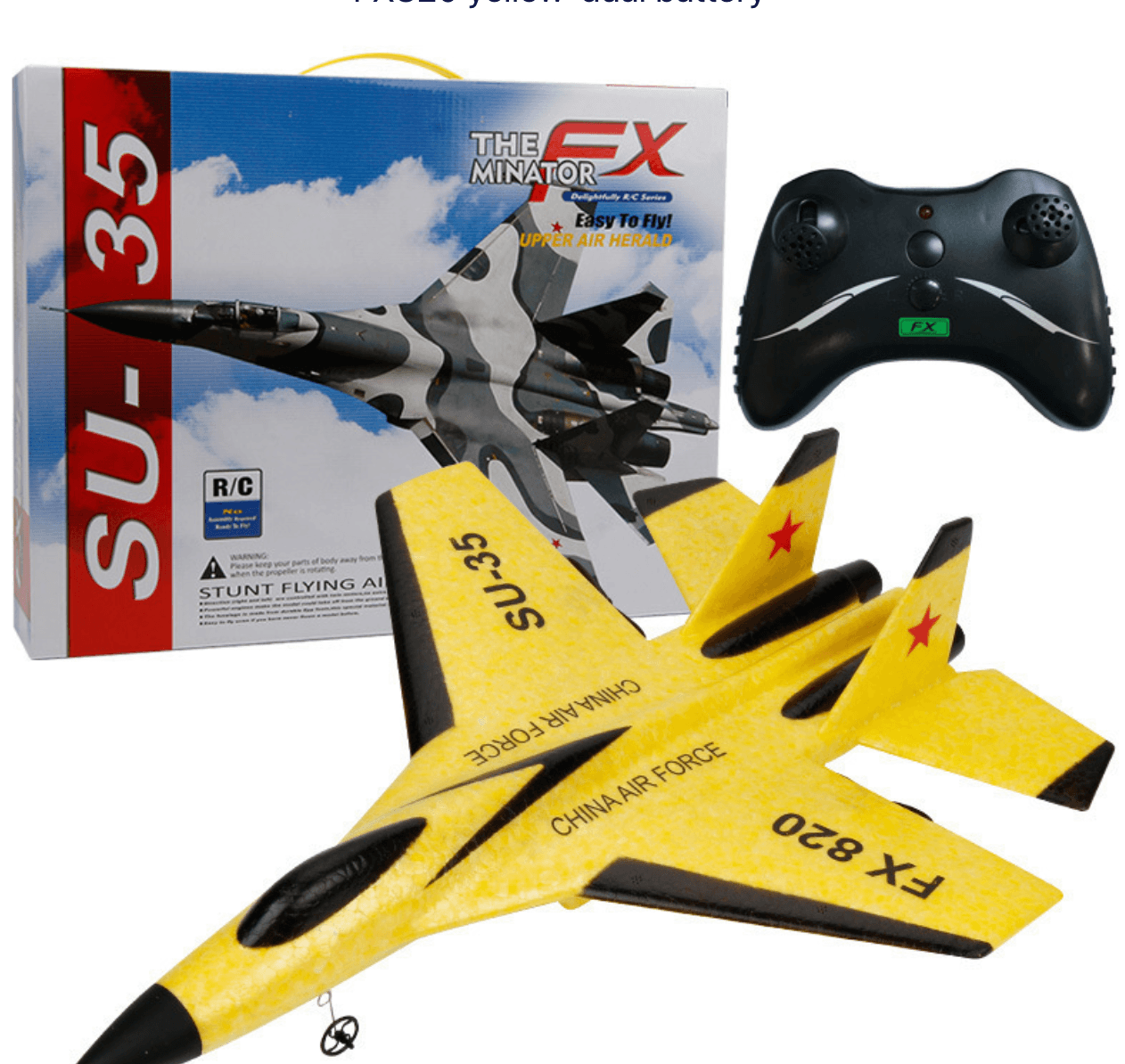 FX820 Electric Remote Control Mini Fighter Plane Model with controller and box for easy flying.