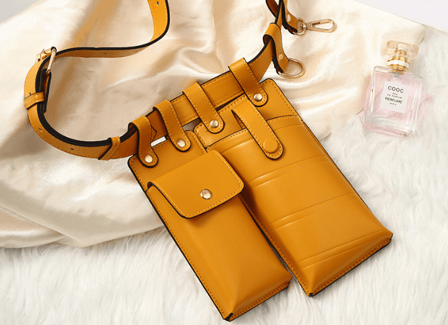 Trendy crossbody bag for girls in yellow PU material with stylish pockets and adjustable strap.