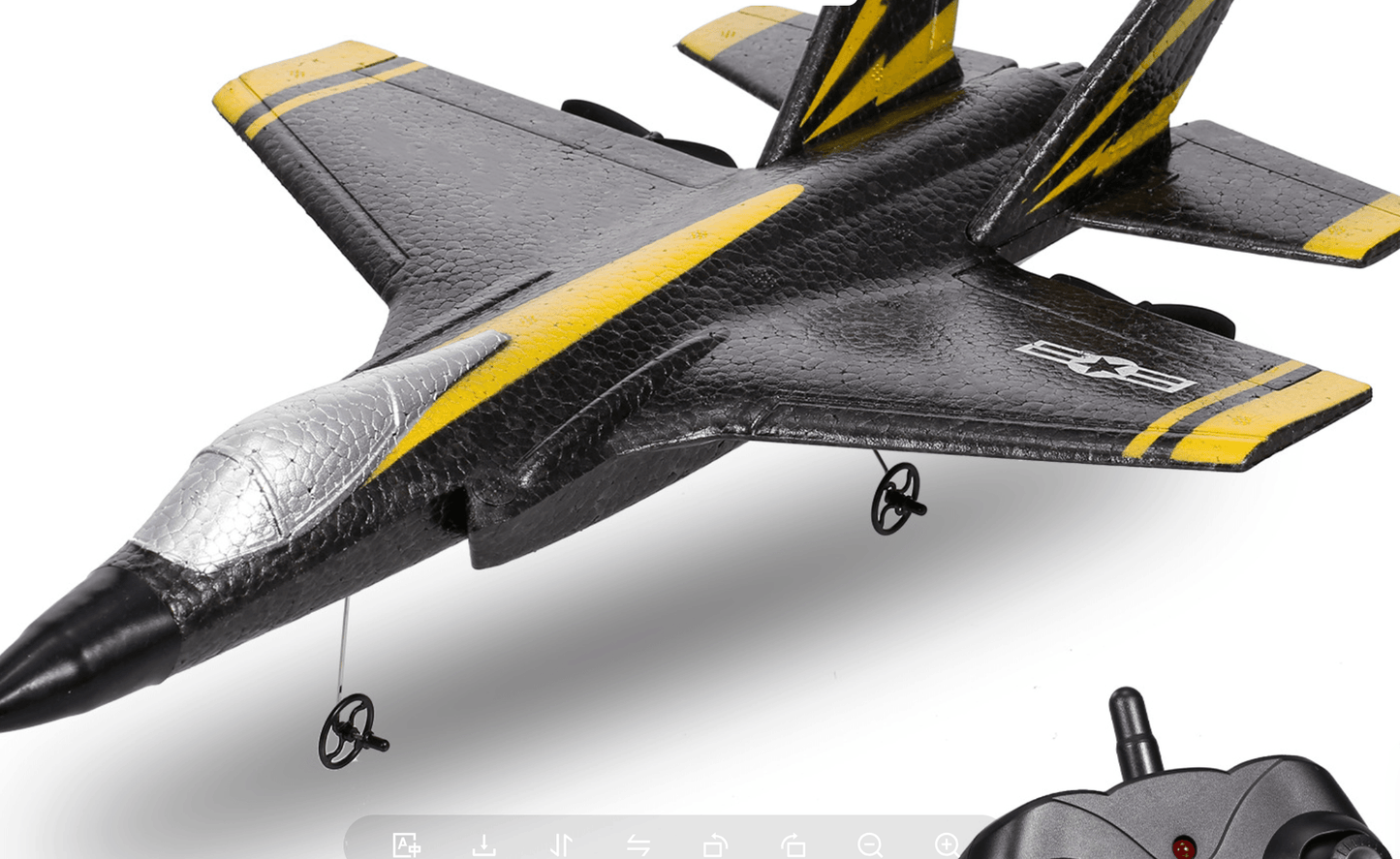 FX820 Electric Remote Control Mini Fighter Plane Model with black and yellow design.