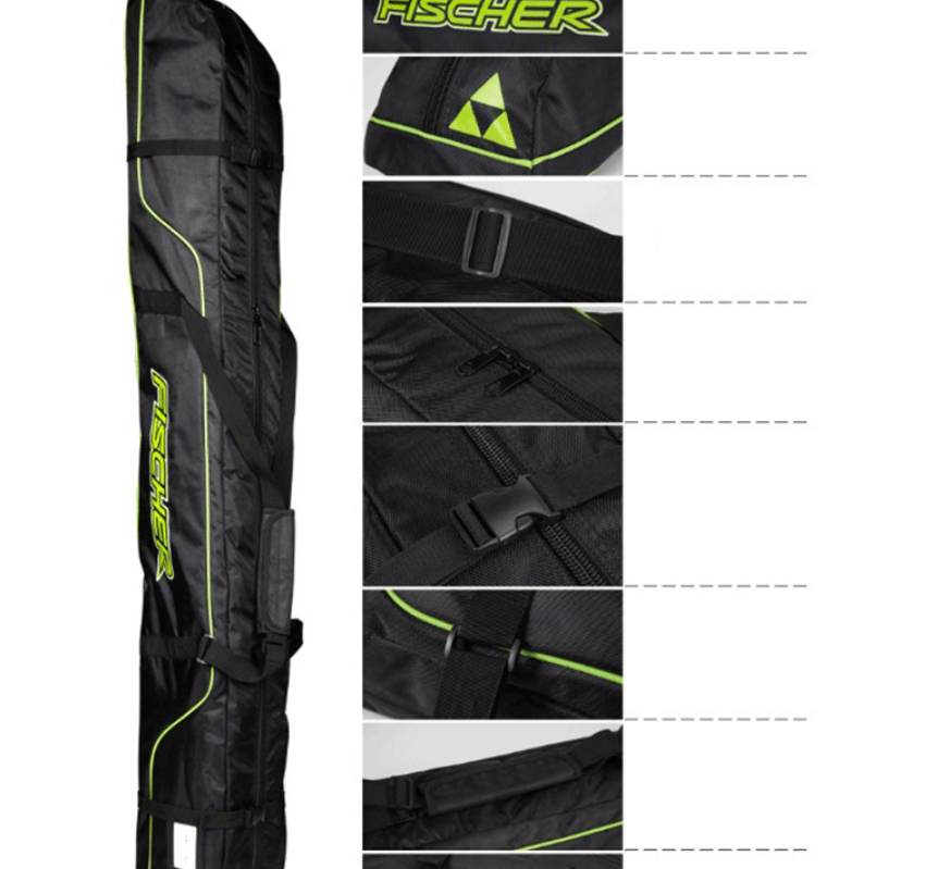 Premium ski gear bag with durable Oxford material and adjustable straps, suitable for double board storage.