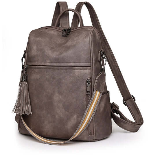 Fashionable Women's PU Anti-theft Travel Backpack with elegant splicing design and spacious storage.