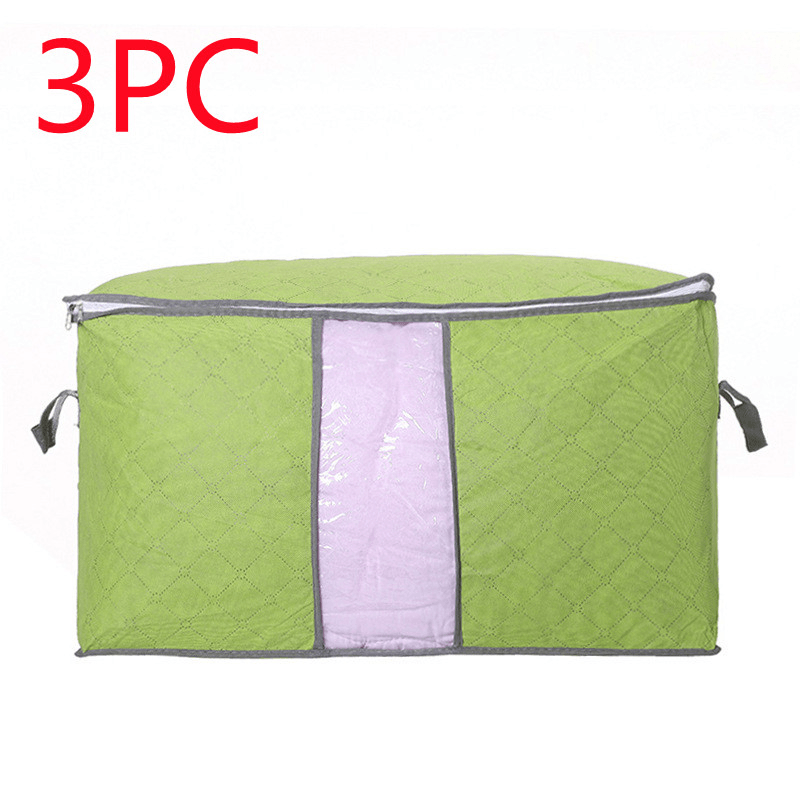 Storage Bag Quilt Storage Bag Moving Packing Bag Clothes Sorting Bag Clothing Duffel Bag in green color.