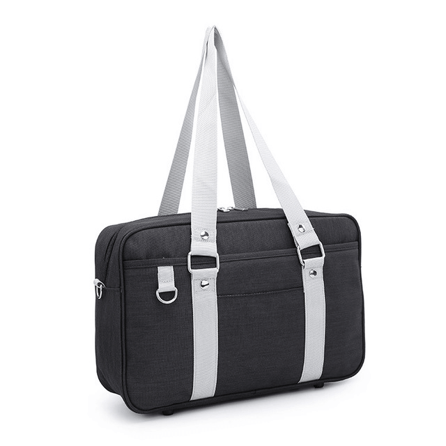 Tote Bag, Shoulder Bag, Uniform Bag, Student Bag in black with white straps, ideal for students and professionals.