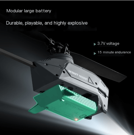 Mini remote control helicopter drone featuring a modular large battery and 15-minute endurance for optimal performance.