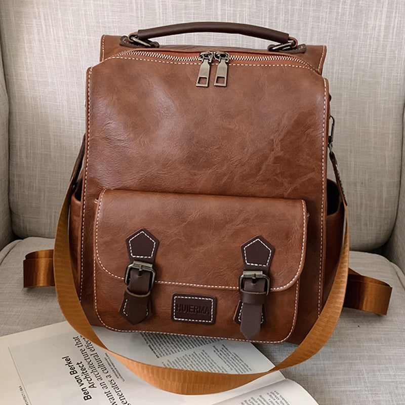 Trendy Vintage PU Leather Women's Backpack for Travel