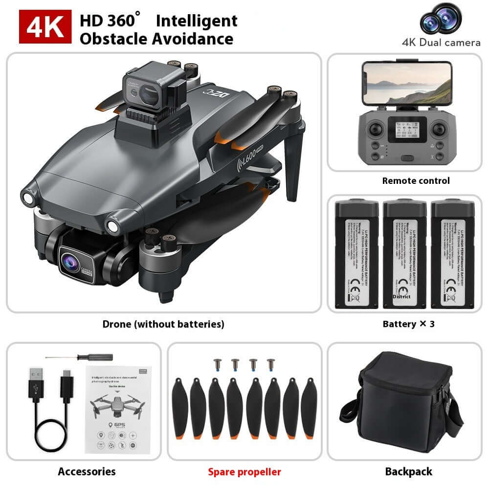 L600PRO folding drone with 4K HD camera and accessories for enhanced flying experience