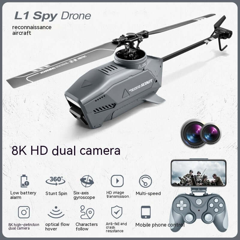 Remote Control Reconnaissance 8K UAV with 8K HD dual camera and compact design for aerial photography.