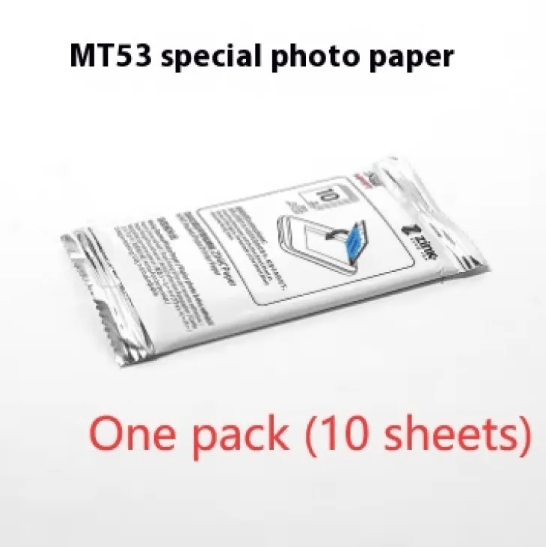 MT53 special photo paper pack containing 10 sheets for high-quality printing.