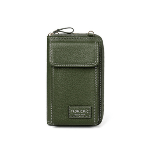Shoulder Bag, Crossbody Bag, Phone Wallet, Letter Bag in green with secure zipper closure and compact design.