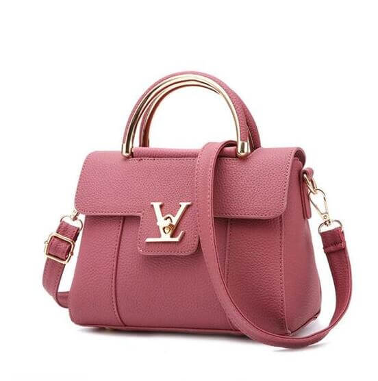 Chic shoulder crossbody tote bag collection in elegant pink with gold accents and versatile carrying options.