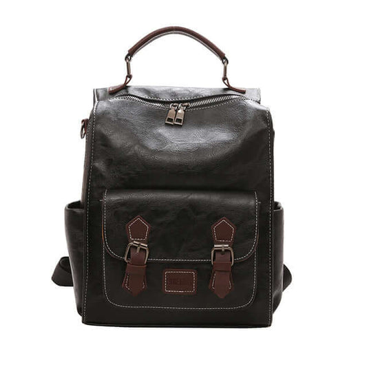 Trendy vintage leather women's travel backpack with spacious interior and stylish design, perfect for modern women.
