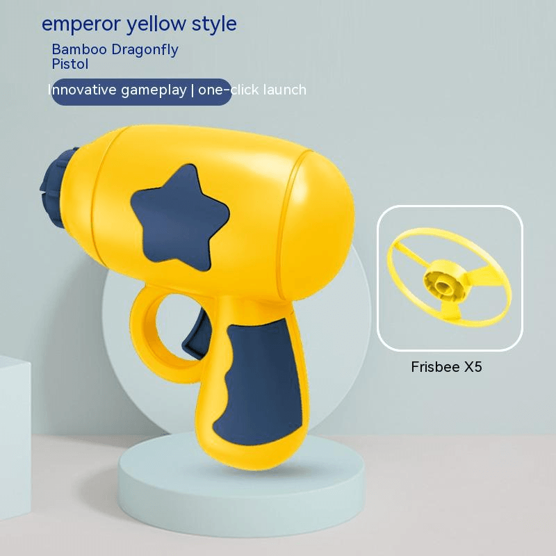 Training launcher with flying discs in bright yellow color, featuring one-click launch for fun gameplay.