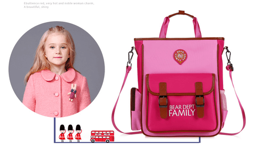 children's tutoring crossbody bag with vibrant pink design and stylish features for school use.