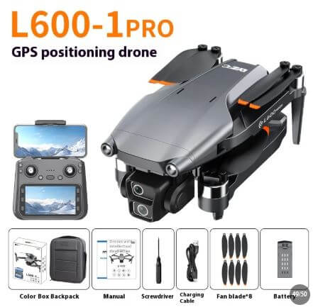 L600PRO Folding Four-axis Drone with GPS positioning, controller, accessories, and durable design.