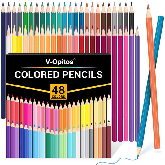 V-Opitos 48 Pack Colored Pencils Set Pre-sharpened Coloring Pencils for Kids Beginners Colored Pencils for Adult Coloring Books Ideal Art Supplies for Sketching Coloring & Painting