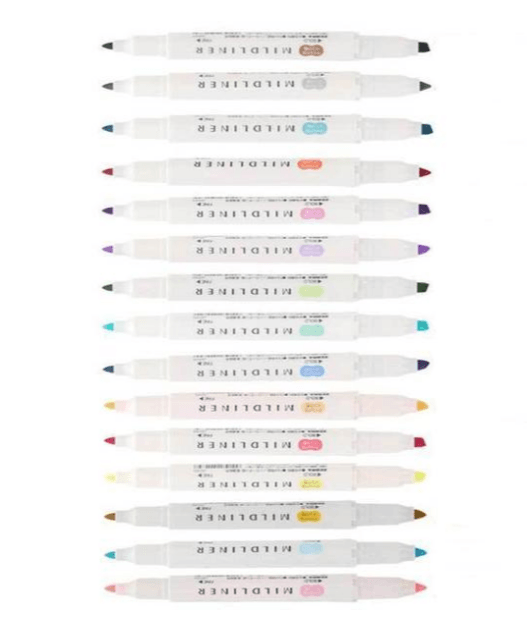 Dual-Head Fluorescent Marker Pen Set, Zebra Markers displayed in a colorful array featuring dual tips for versatile highlighting.
