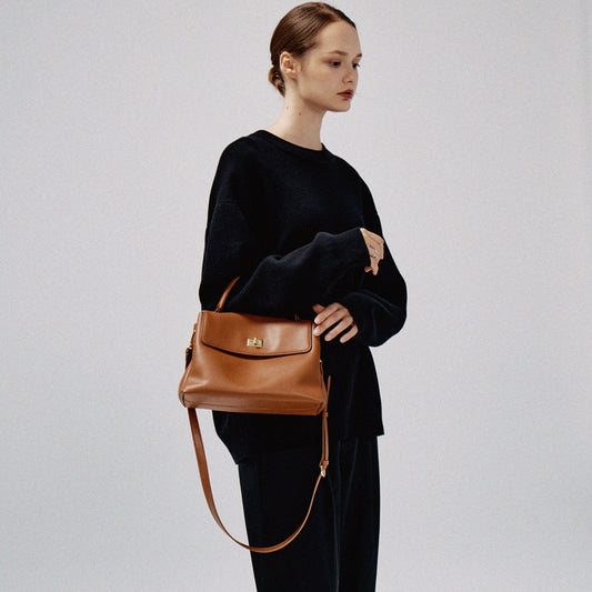 Grote Capaciteit Schoudertas/Crossbodytas van Rundleer voor Dames