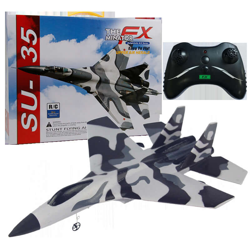 FX820 Electric Remote Control Mini Fighter Plane Model with camouflage design and remote control.