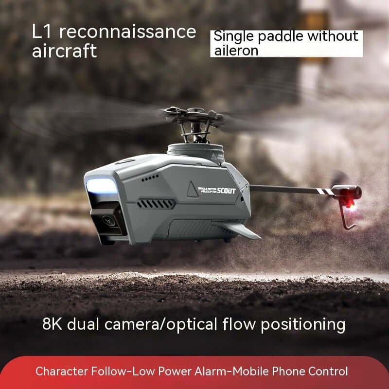 Remote Control Reconnaissance 8K UAV with 8K dual camera and optical flow positioning features.