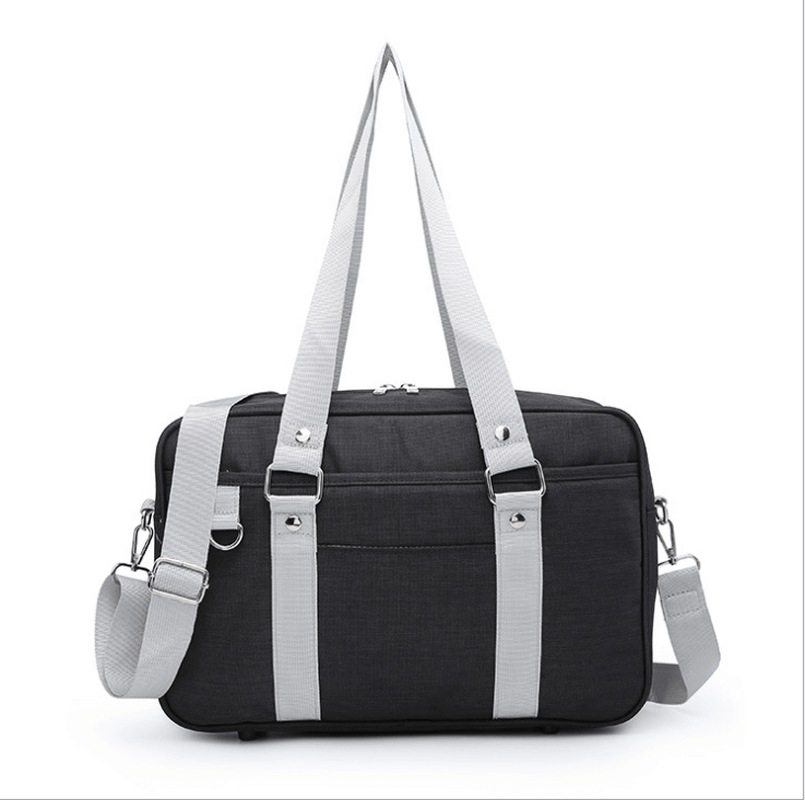Tote Bag, Shoulder Bag, Uniform Bag, Student Bag in black with light grey straps, perfect for students and professionals.