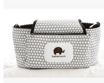 Storage Bag, Mommy Bag, Stroller Hanging Bag in polka dot design for stylish and practical parenting.