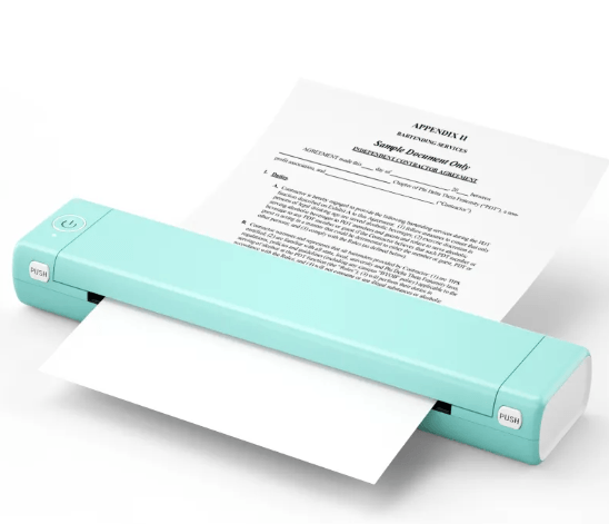 Wireless Thermal Printer printing documents on-the-go in a compact design.