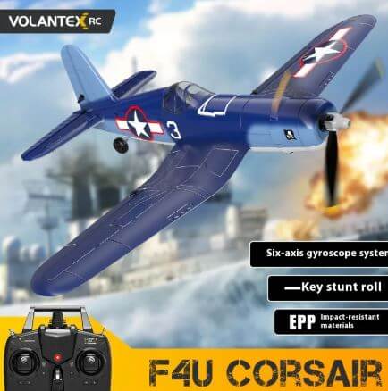 F4U Corsair remote control airplane with six-axis gyroscope and EPP materials for durability.