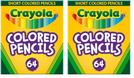 Crayola mini colored pencils for kids in a pack of 2, vibrant colors for creative projects, 64 count.