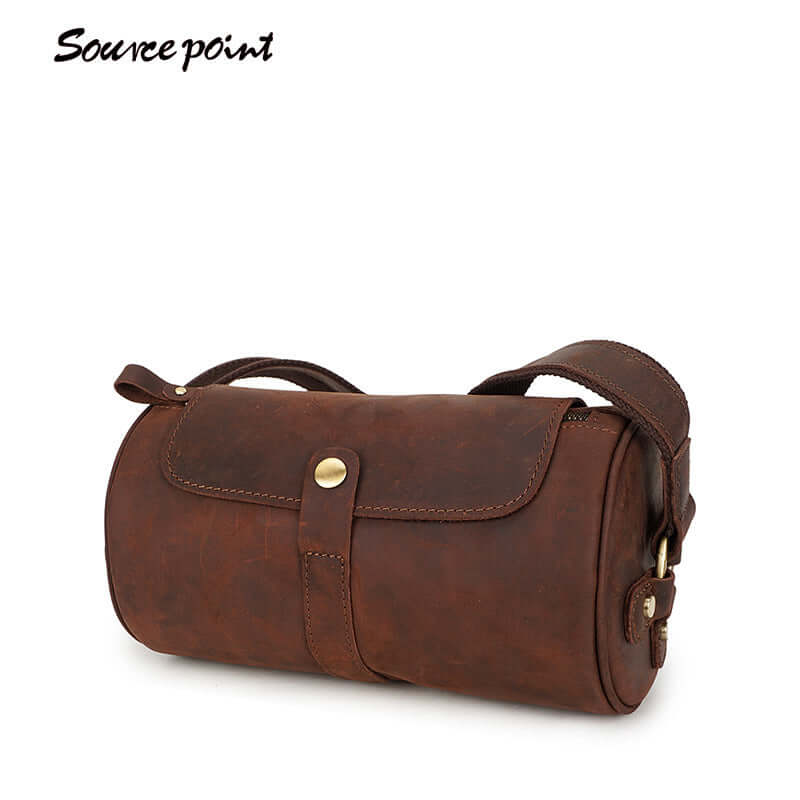 Stylish leather crossbody messenger bag in dark brown, perfect for modern, practical use.