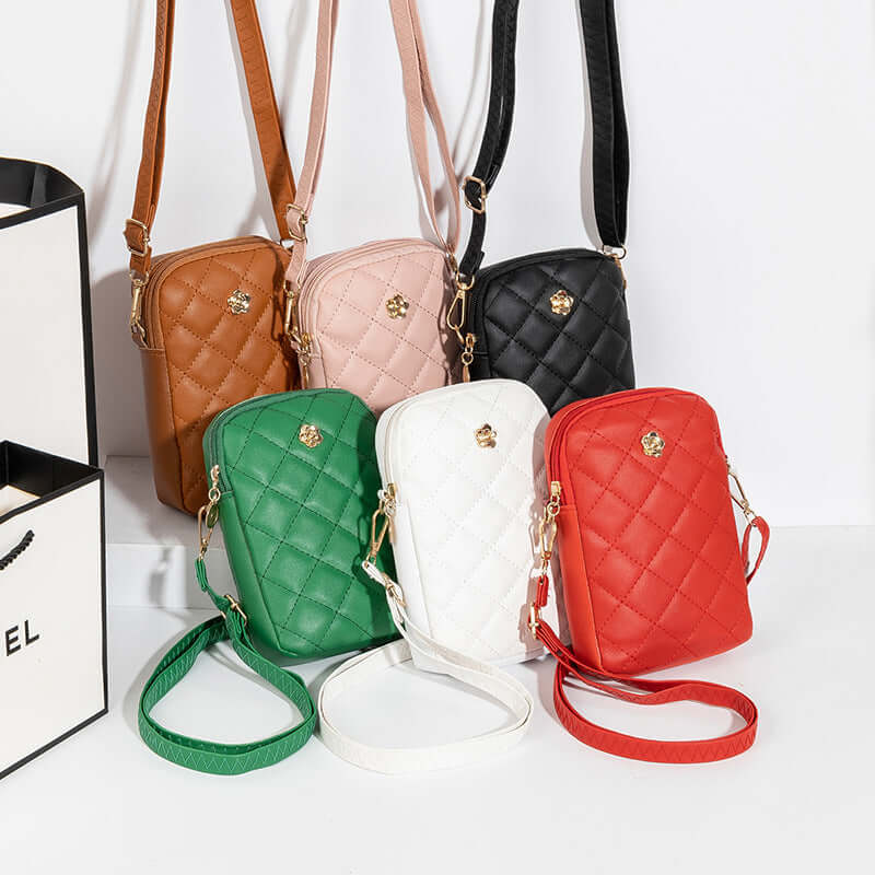 Embroidered Women's Crossbody Bag for Travel and Commuting in various colors including green, red, white, black, and brown.