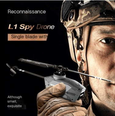 Mini remote control helicopter drone in action, featuring a single blade design for enhanced maneuverability.