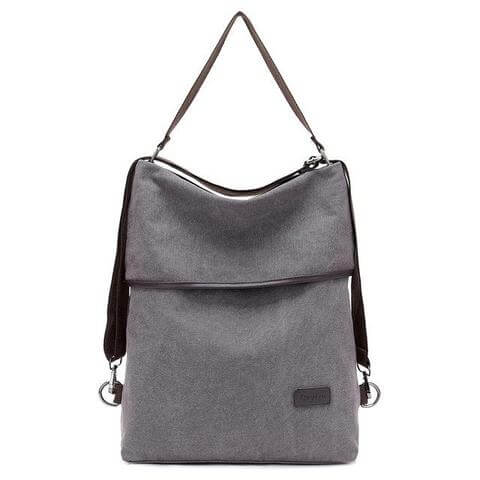 Canvas Women's Bag - Versatile Crossbody Backpack in gray, featuring a flexible design for stylish everyday use.