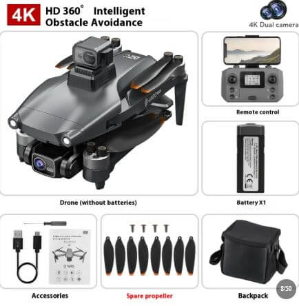 L600PRO folding drone with 4K camera, remote control, and accessories for enhanced flying experience.