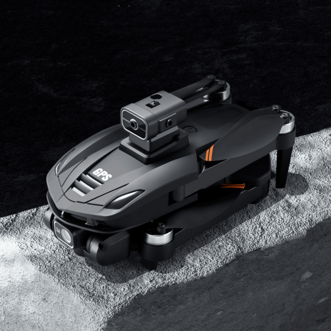 Intelligent 8K GPS Drone with Obstacle Avoidance in sleek design on textured surface.