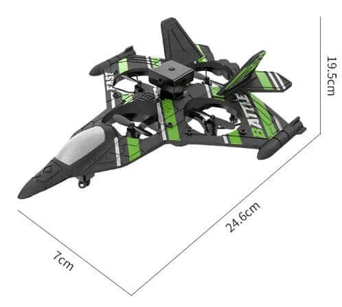 New Remote Control Bubble Plane dimensions showing its dynamic design and vibrant colors.
