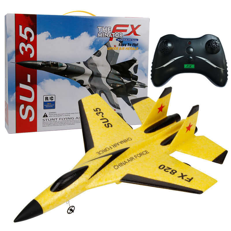 FX820 Electric Remote Control Mini Fighter Plane Model with controller and colorful packaging