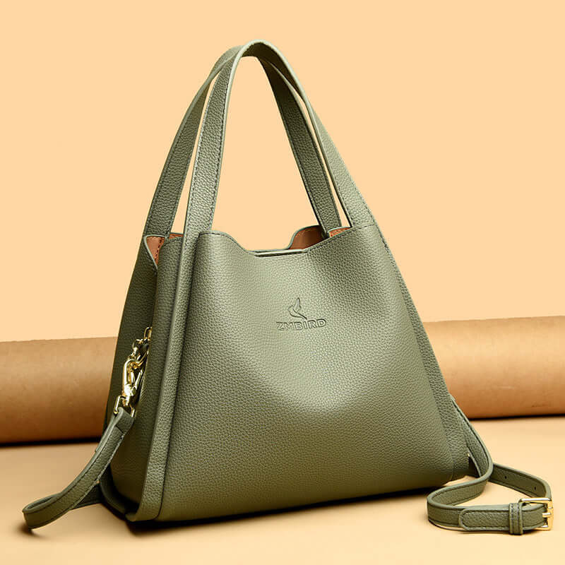 New Women's Tote Crossbody Shoulder Bag in soft green PU material with chic design and practical style.