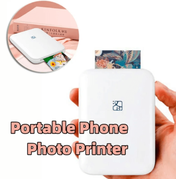 Wireless Color Photo Printer showcased in a compact, portable design for effortless photo printing.