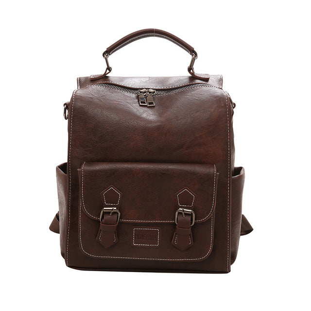 Trendy Vintage PU Leather Women's Backpack for Travel