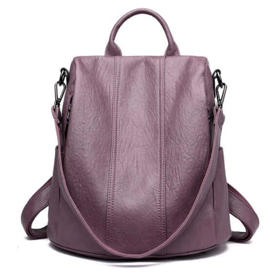Anti-Theft Women's Backpack, Shoulder Bag in stylish purple with durable design and dual straps.