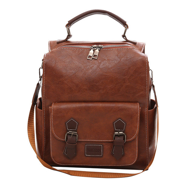 Trendy Vintage PU Leather Women's Backpack for Travel