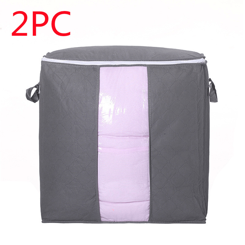Storage Bag Quilt Storage Bag Moving Packing Bag Clothes Sorting Bag Clothing Duffel Bag in gray with pink lining