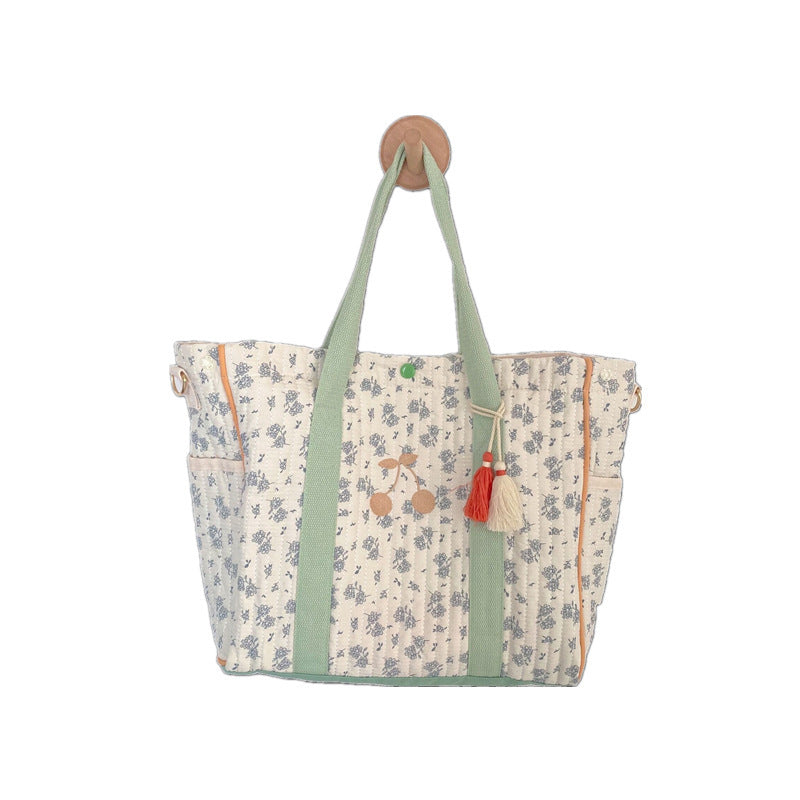 Grote Capaciteit Geborduurde Bloemen Kersen Mommy Bag