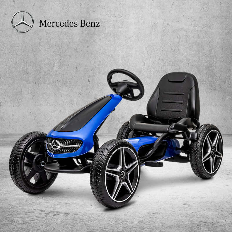 Mercedes Kids Go-Kart Pedal Bike for Children in blue color with sleek design and sporty wheels.